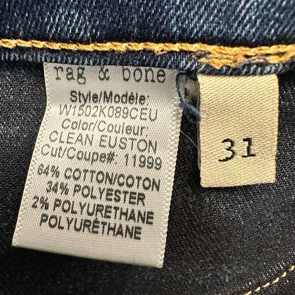 Rag & Bone Low Rise Stretch Skinny Denim Jeans Medium Wash Size 31 - Picture 6 of 6